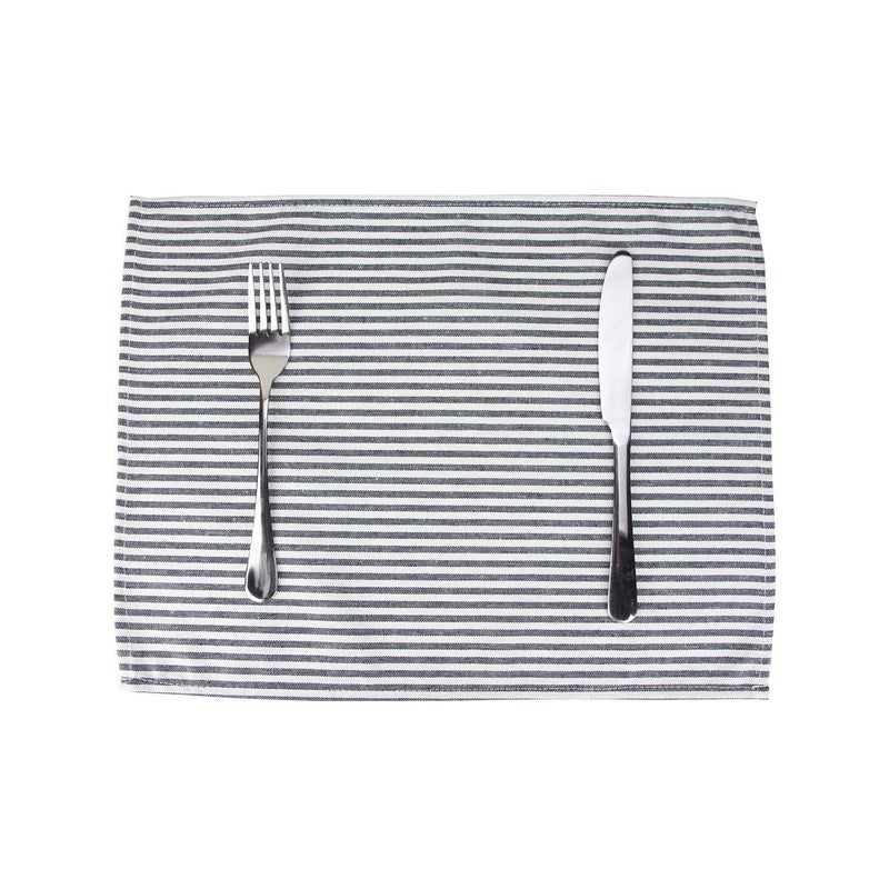 INFEI Plain Striped Cotton Linen Blended Dinner Cloth Napkins - Set of 12 (40 x 30 cm) - for Events & Home Use (Black) - Image 5